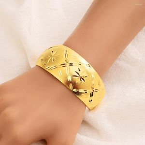Bangle Gold Color Cuff Bangles Kvinnor Män Brud Armband Afrika Arab Etiopiska smycken Charm Girl Trevligt gåvor