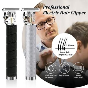 Elektriska rakare Hårklippmaskin för män Clipper Shaver Beard 1/2 PCS T9 Electric Cordless Vintage Professional Hair Barber Trimmer 230816