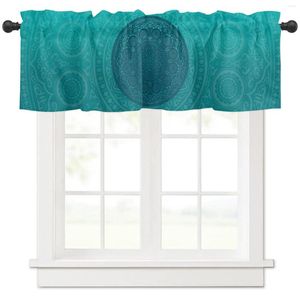 Curtain Turquoise Mandala Bobo Bohemian Short Curtains Kitchen Cafe Wine Cabinet Door Window Small Home Decor Drapes