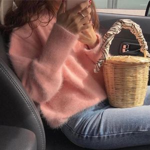 Women's Sweaters 2023 Natural Mink Cashmere Sweater Women O Neck Vintage Pullovers Factory Drop Wholesale Wsr788