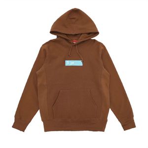 Moletom com capuz masculino SUPRENNE RUST Marrom Azul Etiqueta Caixa Moletom com capuz Casais Unissex Fleece Moletom com capuz