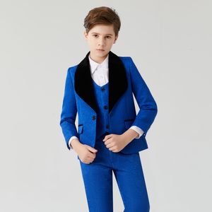 Takım Sıradan Jakard Boys Resmi Çocuklar Kaliteli Giyim Set Ceket Yelek Pantolon 3 PCS Düğün Smokin Çocuklar Blazer Parti Kostüm 230815