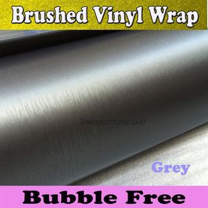 Titanium Brushed Gray Vinyl Wrap Car Wrap Film Vehicle Styling Air Bubble Automobile Tuning aluminum Matte Cover For 1 52x30M240M