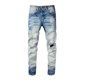 Miri Jeans Herren Designer Jeans Top-Qualität-Buchstaben Stickerei Logo Motorrad Denim Hosen Baggy Ksubi Jeans Mode Löcher Hip Hop Street Hosen Größe 28-40 VU0C