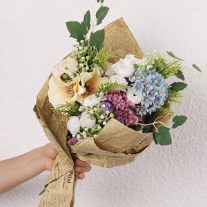 Dekorative Blumen 1Bunch künstliche hortensie Seidene gefälschte Hochzeitsfeier Home Dekoration Blumenstrauß Kranz DIY Scrapbooking