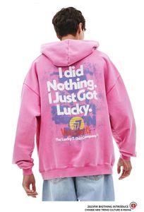 Vetements Hoodie High Quality Men Hooded Lucky 777 Pink Lucky Symbol Loose Hoodie Oversized Hoodie Men's Fashion top