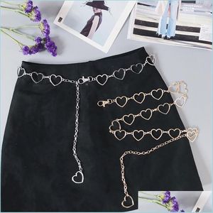 Cinture love Heart Hollow Waist Chain Vintage Flash Versatile Welband Girle Cute Bling Night Club Disco Pants Drop Delivery Fashion A Dh9b6