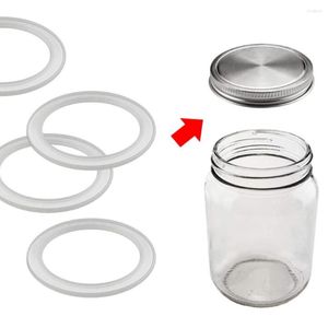 Lagringsflaskor 10st återanvändbart läckofast murburk lockar silikon tätningsringar kök bärbara lufttäta reservdelar glas runda