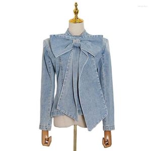 Giacche da donna 2023 Autumn Spicy Girls Street Fashion Pannello di decorazione da prua personalizzato con cerniera in denim lavata