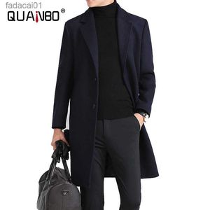 Męskie Down Parkas Top Winter Men's Slim Fit Xlong Wool Jacket 2023 NOWOŚĆ BIZNES MĘŻCZYZN Casual Classic Classic Grube Blend Coat Z230816