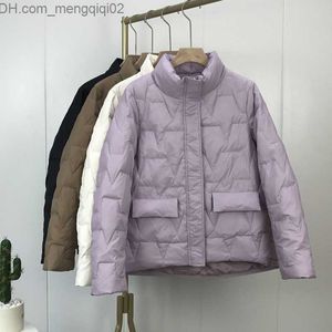 Jaqueta de Parkas Down Down Down para feminino para o novo Women Winter Standing Collar Color Solid Cor Solic Tur-Finer Lossing Duck White Down Jacket Z230817