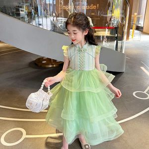 Платья для девочек Платье для девочек, новая летняя детская юбка в китайском стиле, сетчатая пышная юбка, платье принцессы для дня рождения