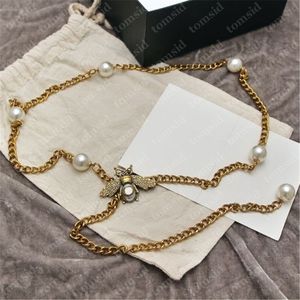 Bee Waist Chain Belt For Women Ceinture Mens Luxury Gold Chain Belts Pearl Metal Belts Dress Waistband Sweater Shirt Girdle Ornament