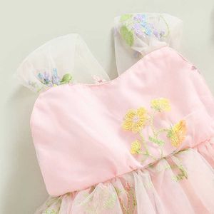Vestidos da menina doce bebê recém-nascido menina macacão vestido sem mangas princesa meninas floral bordado macacão casual primavera verão roupas