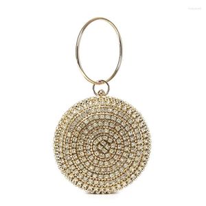 Evening Bags Diamonds Rhinestone Purse Round Clutch Luxury Designer HandBags Gold Bag Wedding Pouch Party Prom Wallets