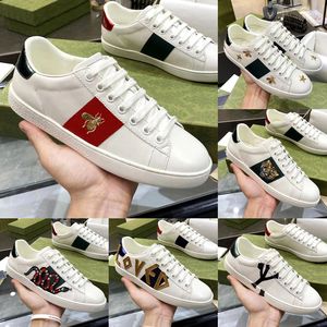 Designer shoes Italian men's and women's casual shoes Bee embroidered white green red striped tiger snake Ace leather sneakers