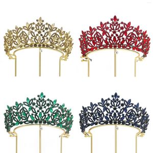 Headpieces Red Crystal Alloy Electropated Wedding Hoops and Hair Accessories Beauty Pageants Barock Bride Crown Headwear