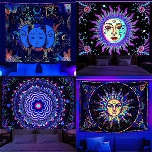 Taquestres Luz preta psicodélica Indie mandala Florescente Buda Buda Buda Parede Reativa REATIVA Decoração Hippie Room 230815