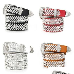 Cintos Clogodile Cinturão de couro genuíno para mulher designer de luxo de moda feminina Sparkling FL Diamonds Zircon 110cm