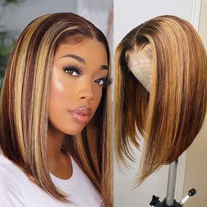 180%density Highlight Bob Wig 13x4 Lace Front Human Hair Wigs for Women Short Straight Bob Lace Closure Wig T Part Ginger Orange Bob Wigs