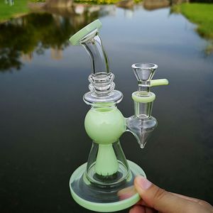 Partihandel 8 tums vattenpipa glashuvuden raka hårda glas bongs pyramid design duschhuvud perc kort hals munstycke vattenrör för olje riggar med skål