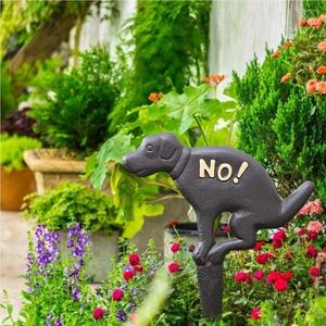 Garden Decorations No Pooping Yard Sign Adornment Exquisite Cast Iron Lawn Signs Outdoor DIY Decoration Ornament Prop