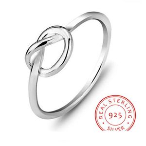 Полосовые кольца на 100% 925 стерлинговый Sier Thin Knot Ring Simply S925 Выгравированная личностная ювелирные изделия.