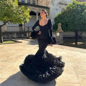 Casual Dresses Flamenco Mermaid Prom Gowns 2023 Elegant Costume Spanish Women Evening With Hleeves Ruffle Dancer Party Ceremony