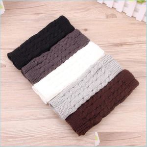 Fingerless Gloves Half Finger Wool Flowers Knitting Fashion Keep Warm Riding Woman Man Comfortable Soft Solid Color Mittens Winter 3 2 Dhcqv