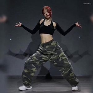 Calça de camuflagem de camuflagem dançando dança coreana de grande tamanho de hip-hop jogging de vegetais casuais casuais para homens mulheres