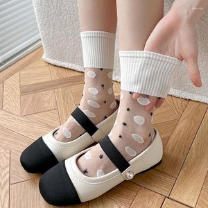 Kadın SOCKS 1 FAARS/BEYAZ YAZ CAM FİLANDİSİ Orta Tüp İnce Kaset Uzun INS Moda Kadınlar Ultra Siyah