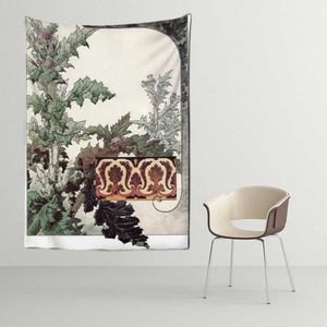 Tapisserier Flower Illustration Art Tapestry Room Wall Bakgrund Decoration Wall Hanging Room Decor Mural