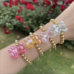 Charm Bracelets 5PCS Lovely Bear Rope Bracelets For Women Girls Copper 18K Gold Plated Beads Macrame Jewelry 230815