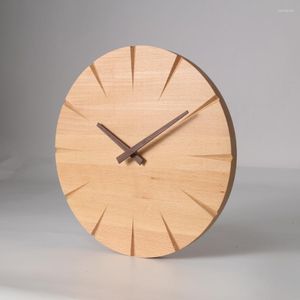 Relógios de parede relógio redondo de madeira de madeira design moderno casa exclusiva casa nórdica sala de cozinha minimalista saat decoração