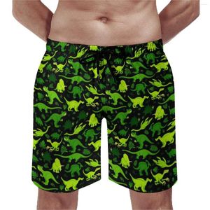 Herren -Shorts Board Tinesy Dinosaurier Green Classic Swimming Trunks Dschungelblätter Druck Schnell trocknen