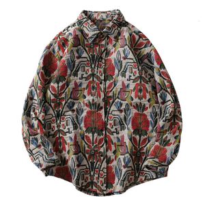 Camicie casual da uomo Aztec Tribal Indian Button Streetwear Hip Hop Flowers Faglie a maniche lunghe Coate Tops 230815