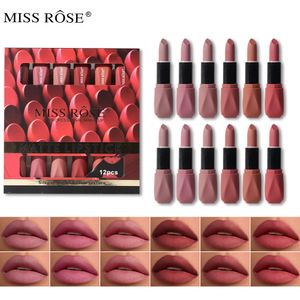 Lipstick 12pcs Conjunto de caixas Velvet fosco durar antiaderente LIP LIP LIP GLAZE NUS