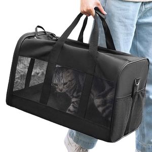 Kattföretag Pet Carrier Bag Messenger med Breattable Mesh Lightweight For Supplies Travel Purse utgående