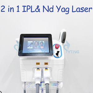 2 in 1 q Schalter nd Yag Lasermaschinen Tattoo Entfernung permanent Haarentferner E-Light Opt-Fact-Aufzug