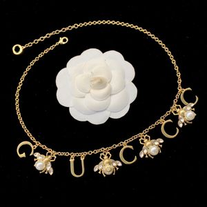 Luxury 18k Gold necklace Designer necklace jewlery designer for women necklace Diamond pearl bee chains necklaces