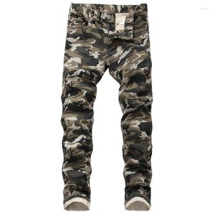 Jeans masculino Camuflagem Personalidade Plus Tamanho Estabelecer Exército Impressão Verde Denim Design de calças casuais