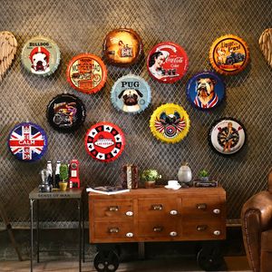 Other Event Party Supplies Retro Wall decorations 35cm Beer Bottle Caps Metal Tin Signs Capsules Plates Art Plaque Vintage Cafe Bar Pub Home Decor 230815