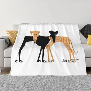 Blankets Greyhound Dog Blanket Flannel Decoration Head Rest Brindle Hound Portable Home Bedspread 230816