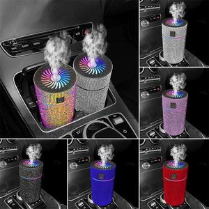 Luxury Diamond Car Diffuser luftfuktare med LED -ljus Auto Air Purifier Aromaterapi Diffusor Air Freshener Car Accessories