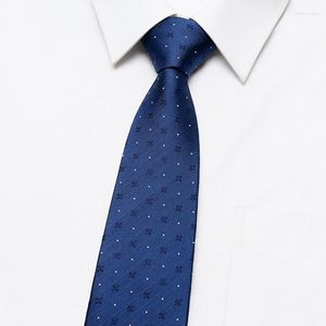 Bow Ties Luxury Blue 8cm Wide Silk Tie For Men Wedding Business Designer Brand Fashion Suit Dresses Mane Shtie med presentförpackning