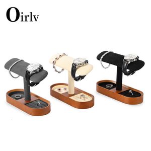 Scatole di gioielli Oirlv Stipper per orologio in legno solido supporto per orologi T-bar Organizzatore di accessori per gli oggetti di visualizzazione del negozio 230815