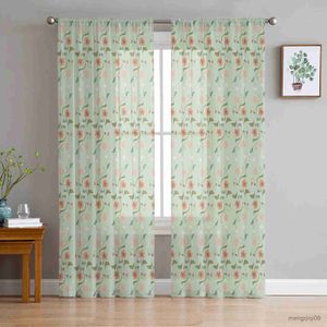 Kurtyna Fantasy Plant Retro Medieval Tiul Sheer Curtains for Beachroom Kitchen Decor Zasłony Hotel Drape R230816