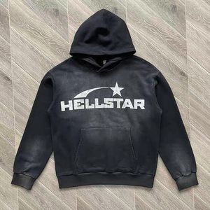 هوديز الرجال الأسود مغسول شعار Hellstar طباعة الرجال النساء 1: 1 مقنعين بدلات قميص كبيرة الحجم