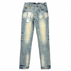 Дизайнерские джинсы мужские джинсы фиолетовые джинсы дизайнерские брюки Pantalones Мужские разорванные регулярные джинсовые слезы промывали старые длинные джинсы y0as#
