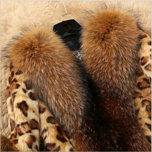 Kvinnors päls plus storlek chic kvinnor leopard faux kappa vinter förtjockas varm lång ärm smala ytterkläder elegant dike överrockar